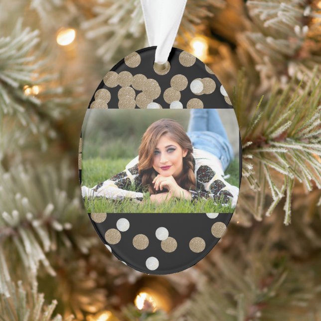 Ornamento conetti de ouro preto brilhante minimalista (Árvore)