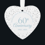 Ornamento Confetes de Corações do 60º Aniversário<br><div class="desc">Concebido para combinar com a nossa coleção de Confetes de Corações do 60º Aniversário. Apresenta delicados confetes de coração. Personalize com as informações do seu aniversário de diamante de sessenta anos especiais em letras elegantes. Concebido por Thisisnotme©</div>