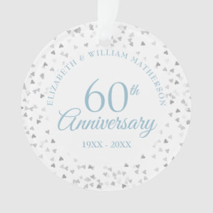 Ornamento Confetes de Corações do 60º Aniversário
