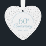 Ornamento Confetes de Corações do Aniversário de 60 Anos<br><div class="desc">Concebido para combinar com a nossa coleção de Confetes de Corações do Aniversário de 60 Anos. Apresenta delicados confetes em forma de coração. Personalize com as informações do seu aniversário de diamante de sessenta anos em letras elegantes. Concebido por Thisisnotme©</div>