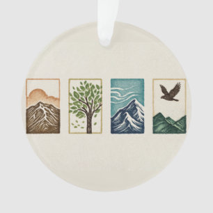 Ornamento Conjunto Mínimo da Natureza – Arte de Montanha e Á