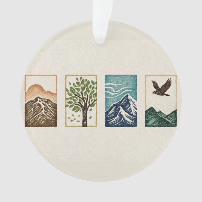 Ornamento Conjunto Mínimo da Natureza – Arte de Montanha e Á (Frente)