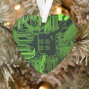 Ornamento Conselho de Circuito Eletrônico Verde de Nerd Extr