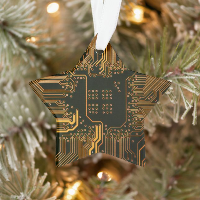 Ornamento Conselho Nerd de saída PCB Laranja Circuito Eletrô (Árvore)