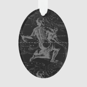 Ornamento Constelação de Aquário Hevelius 1690 em Preto