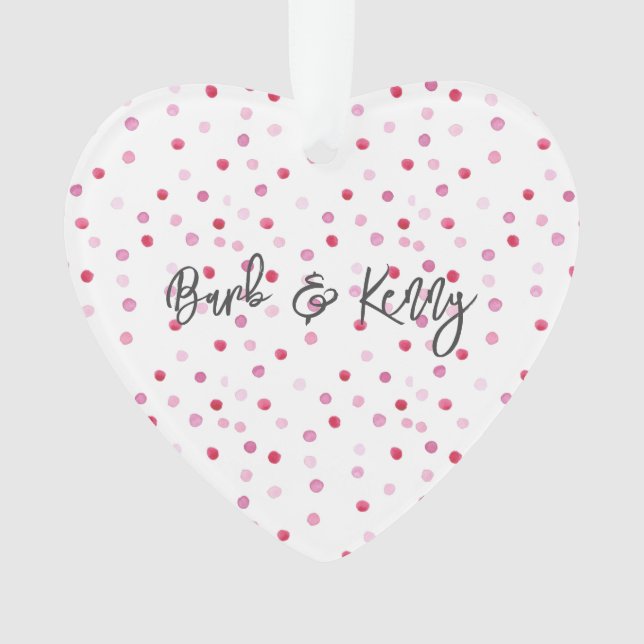 Ornamento Cor d'água rosa Nome e Nome do Bolinhas Sweet (Frente)