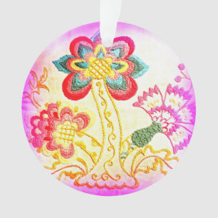 ornamento cor-de-rosa bordado da palmeira