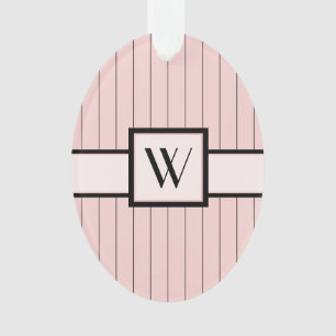 Ornamento Cor-de-rosa com pinstripes acrílicas pretas