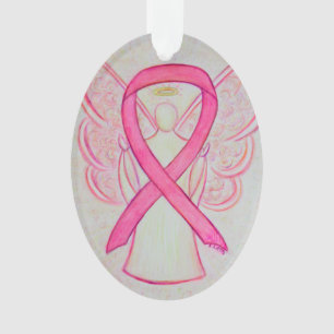 Ornamento Cor-de-rosa Fita de Sensibilização Anjo