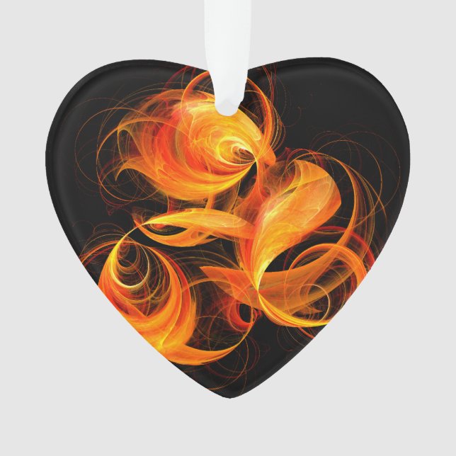 Ornamento Coração acrílico de Abstrato de Fireball (Frente)