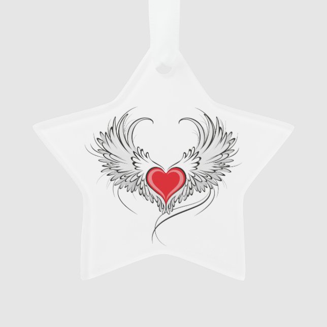 Ornamento Coração Anjo Vermelho com asas (Frente)