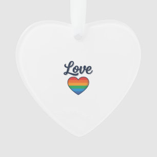 Ornamento Coração Arco-íris de Amor Orgulho Camisa Desenho V