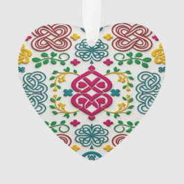 Ornamento Coração Celta Vibrante e Sinfonia Floral de Nós