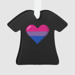 Ornamento Coração de 8 bits do pixel do orgulho bissexual
