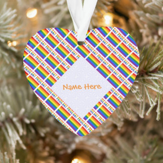 Ornamento Coração de Acrílico Personalizado Gay Pride LGBTQ
