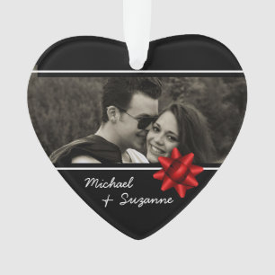 Ornamento Coração de Amor Foto Personalizada Elegante