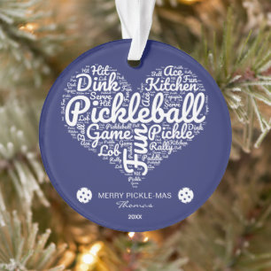 Ornamento Coração de Natal Personalizado Pickleball