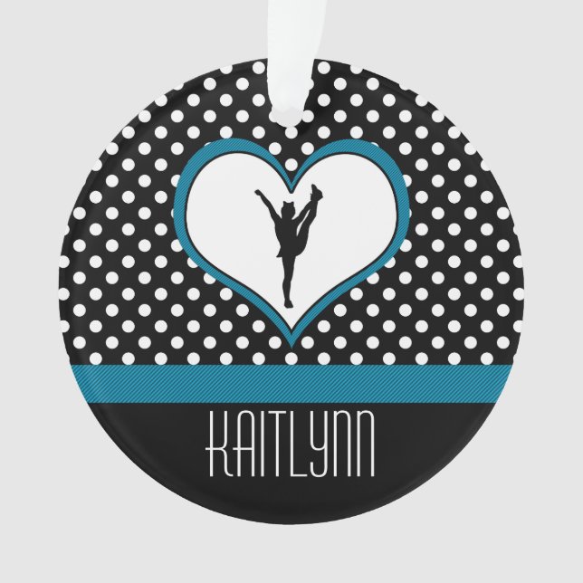 Ornamento Coração Polca-Pontilhado elogio no azul da cerceta (Frente)