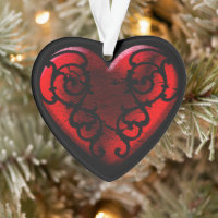 Coração Vermelho Gótico Filigree