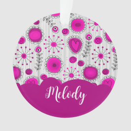 Ornamento Corações brancos, cor-de-rosa, flores nome floral