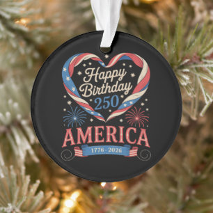 Ornamento Corações EUA 1776 2026 Julho Aniversário de 250 an