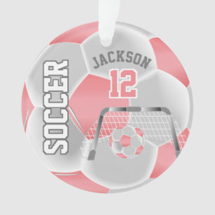Ornamento Coral e White Personalize a bola de futebol