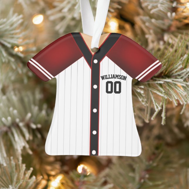 Ornamento Cores de Equipe Personalizadas Baseball Jersey (Árvore)