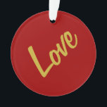 Ornamento Cores Douradas Vermelhas Escarlate Amor Casamento<br><div class="desc">Você pode facilmente alterar as fontes e as cores. Você também pode adicionar seu logotipo e a imagem de fundo como desejar.</div>