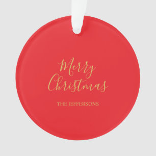 Ornamento Cores Vermelho Brilhante e Dourado Feliz Natal Dua