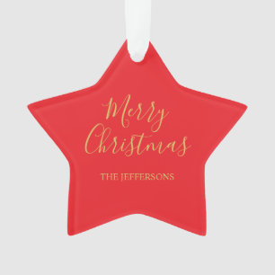 Ornamento Cores Vermelho Brilhante e Dourado Feliz Natal Dua