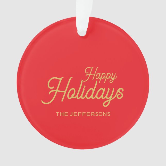 Ornamento Cores Vermelho Brilhante e Dourado Natal Alegre Du (Frente)