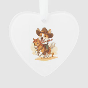 Ornamento Corgi Cowboy � Cão de Rodeio Western