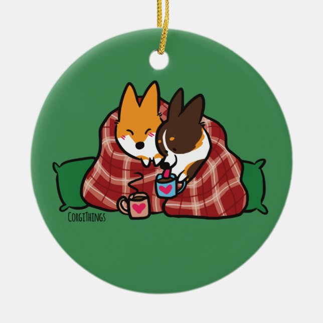 Ornamento Corgi Snuggles (Frente)