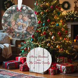 Ornamento Coroa de Casa de Campo Personalizável Natal Famíli