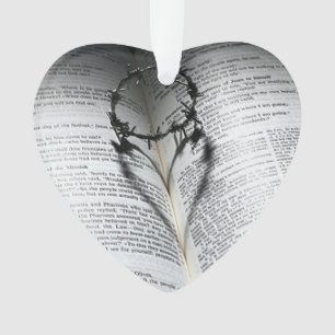 Ornamento Coroa de Coração e Bíblia Thorns
