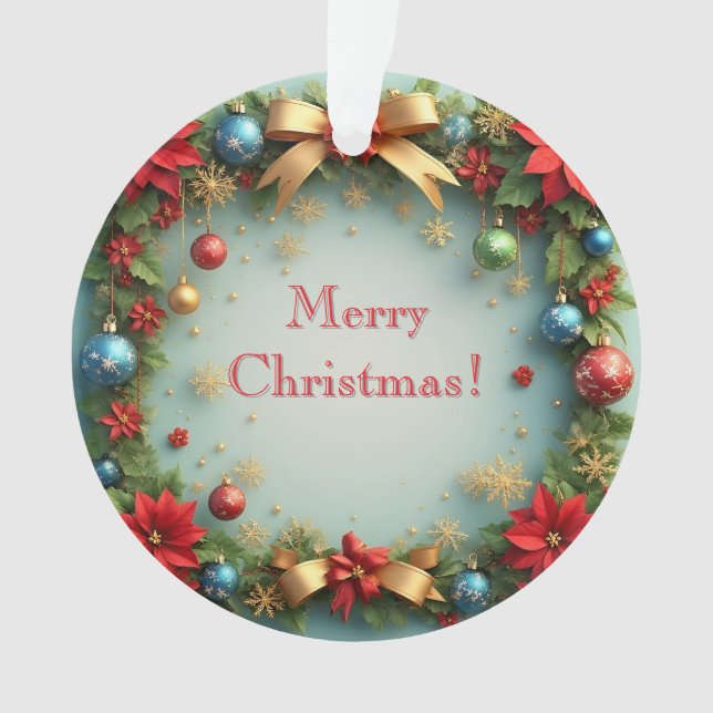 Ornamento Coroa de Natal com Poinsettias (Frente)