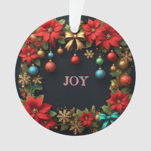Ornamento Coroa de Natal com Poinsettias