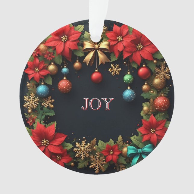 Ornamento Coroa de Natal com Poinsettias (Frente)
