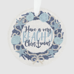 Ornamento Coroa de Natal Costeira Tropical com Conchas Marin