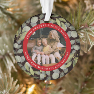 Ornamento Coroa elegante de avó foto Natal