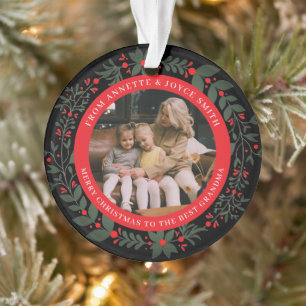 Ornamento Coroa elegante de avó foto Natal