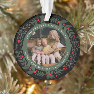 Ornamento Coroa elegante de avó foto Natal
