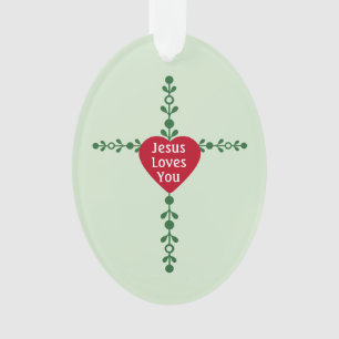 Ornamento Coroa Verde Elegante Cruz Natal Alegre Simples