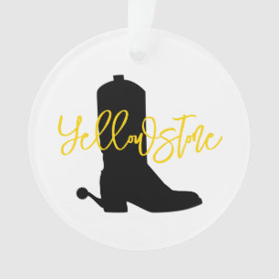 Ornamento Cowboy Boot Silhoule NAME Yellow bandana Western