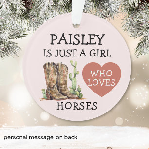 Ornamento Cowgirl Boots Apenas uma garota que ama cavalos