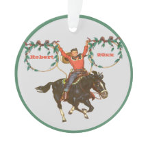 Criança De Cowboy Com Cavalo Com Design De Natal D