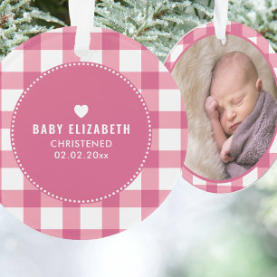Ornamento Crianças Cute Baby Girl Fotografam Rosa Natal Bapt