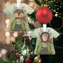 Ornamento Crianças De Fotos De Veados Com Pintagem Personali