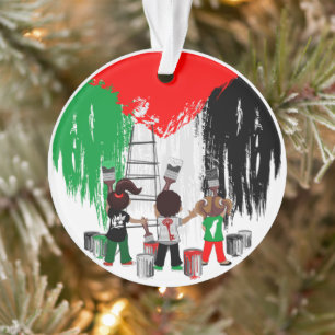 Ornamento Crianças de Gaza Pintando a Bandeira da Palestina 