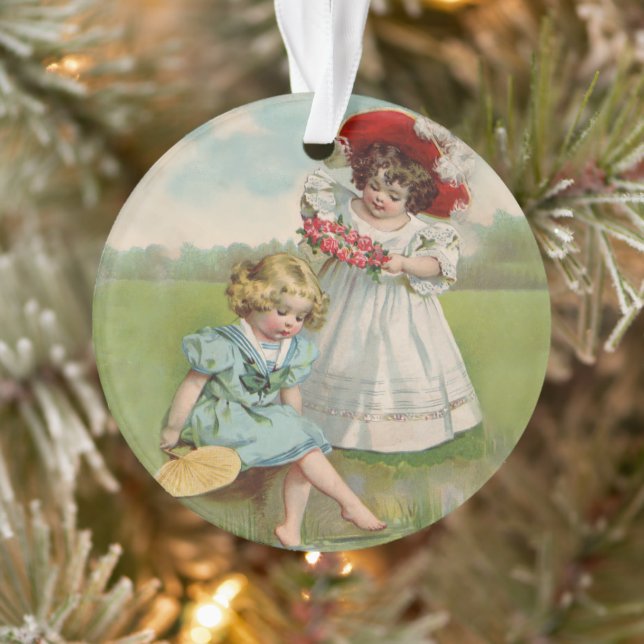 Ornamento Crianças Vitorianas Jardim de Verão Vintage Menina (Árvore)